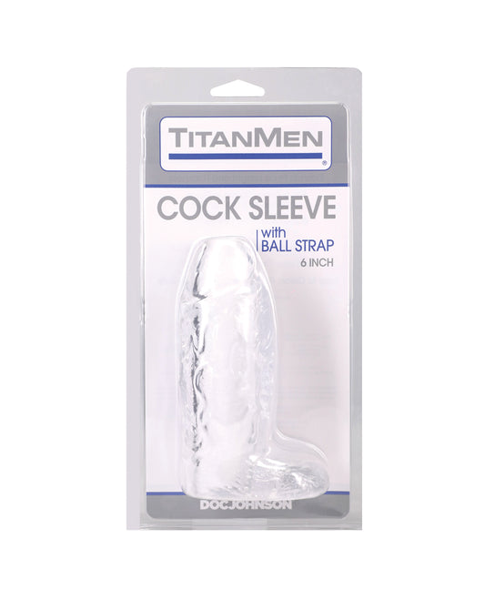 TitanMen 6" Cock Sleeve w/Ball Strap - Clear by Titanmen
