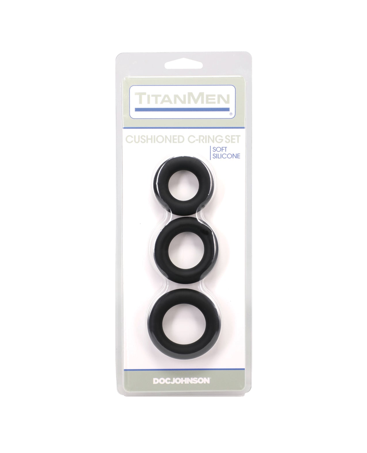 TitanMen Cushioned C-Ring 3 pc Silicone Set - Black by Titanmen