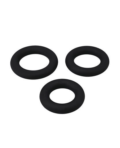 TitanMen Cushioned C-Ring 3 pc Silicone Set - Black by Titanmen