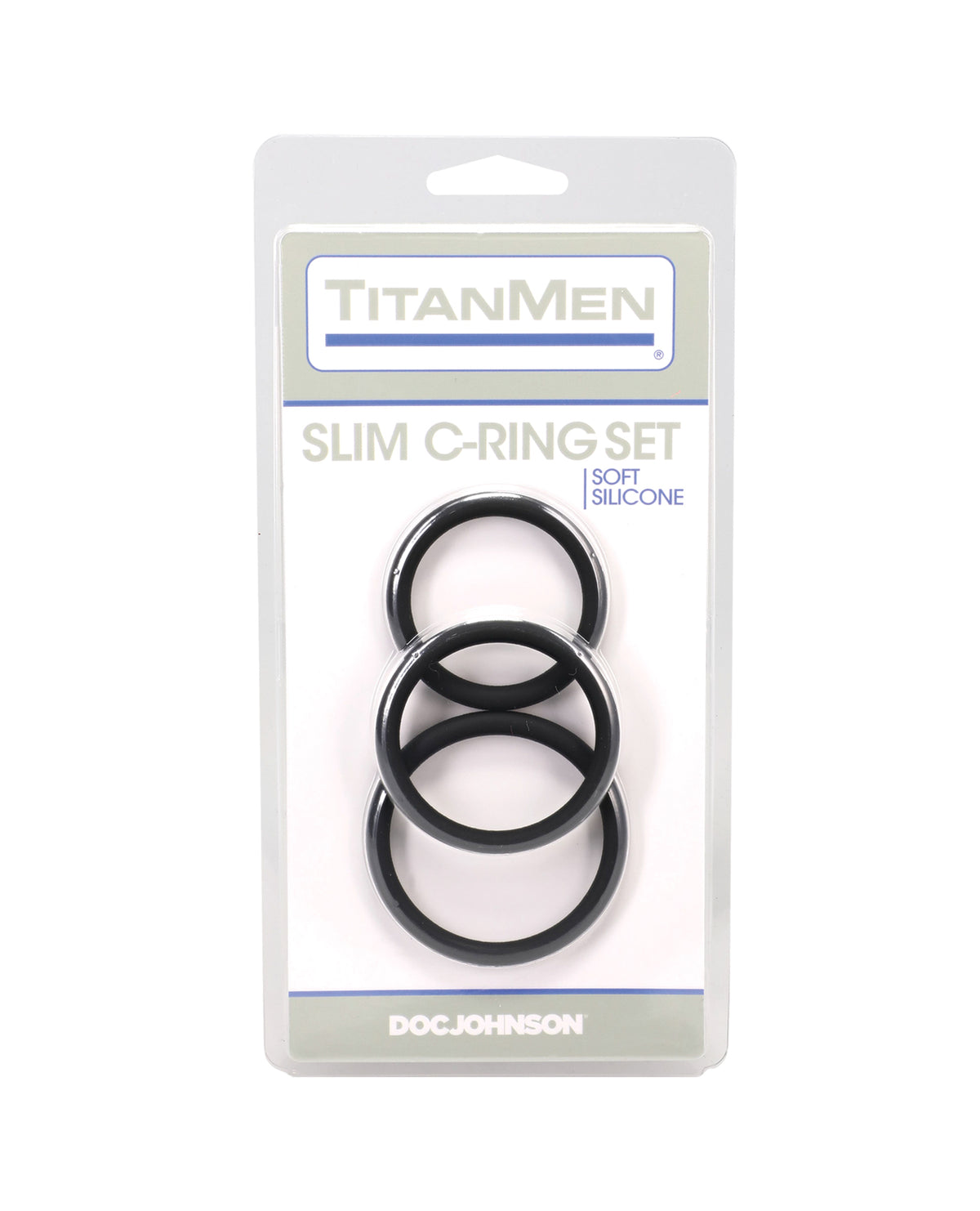 TitanMen Slim C-Ring 3 pc Silicone Set - Black by Titanmen
