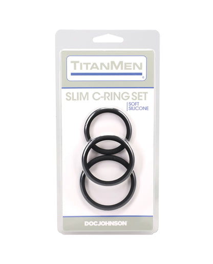 TitanMen Slim C-Ring 3 pc Silicone Set - Black by Titanmen
