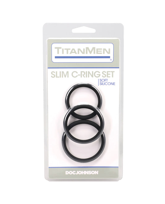 TitanMen Slim C-Ring 3 pc Silicone Set - Black by Titanmen