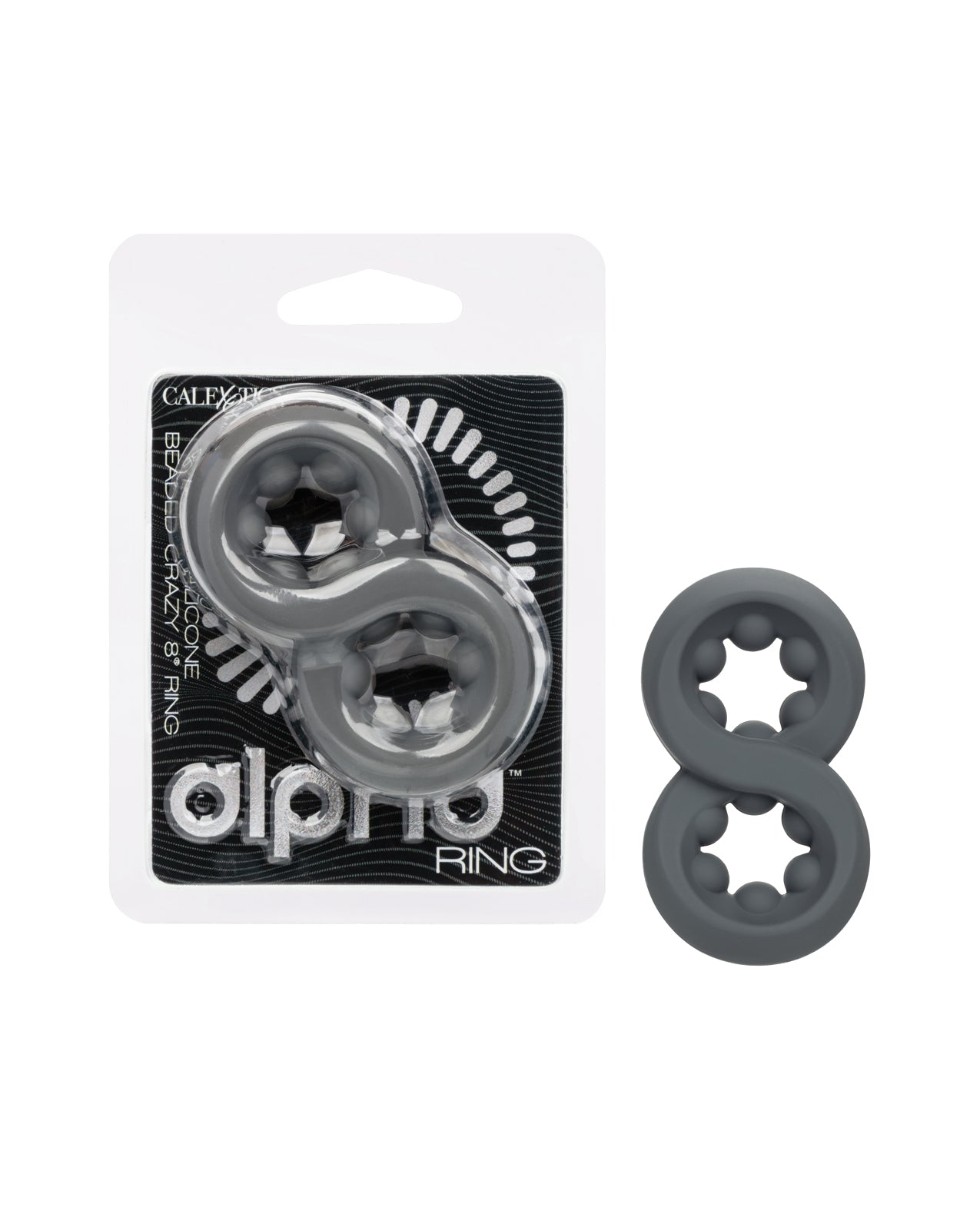 Alpha Liquid Silicone Beaded Crazy 8 Ring - Grey by Alpha Liquid Silicone
