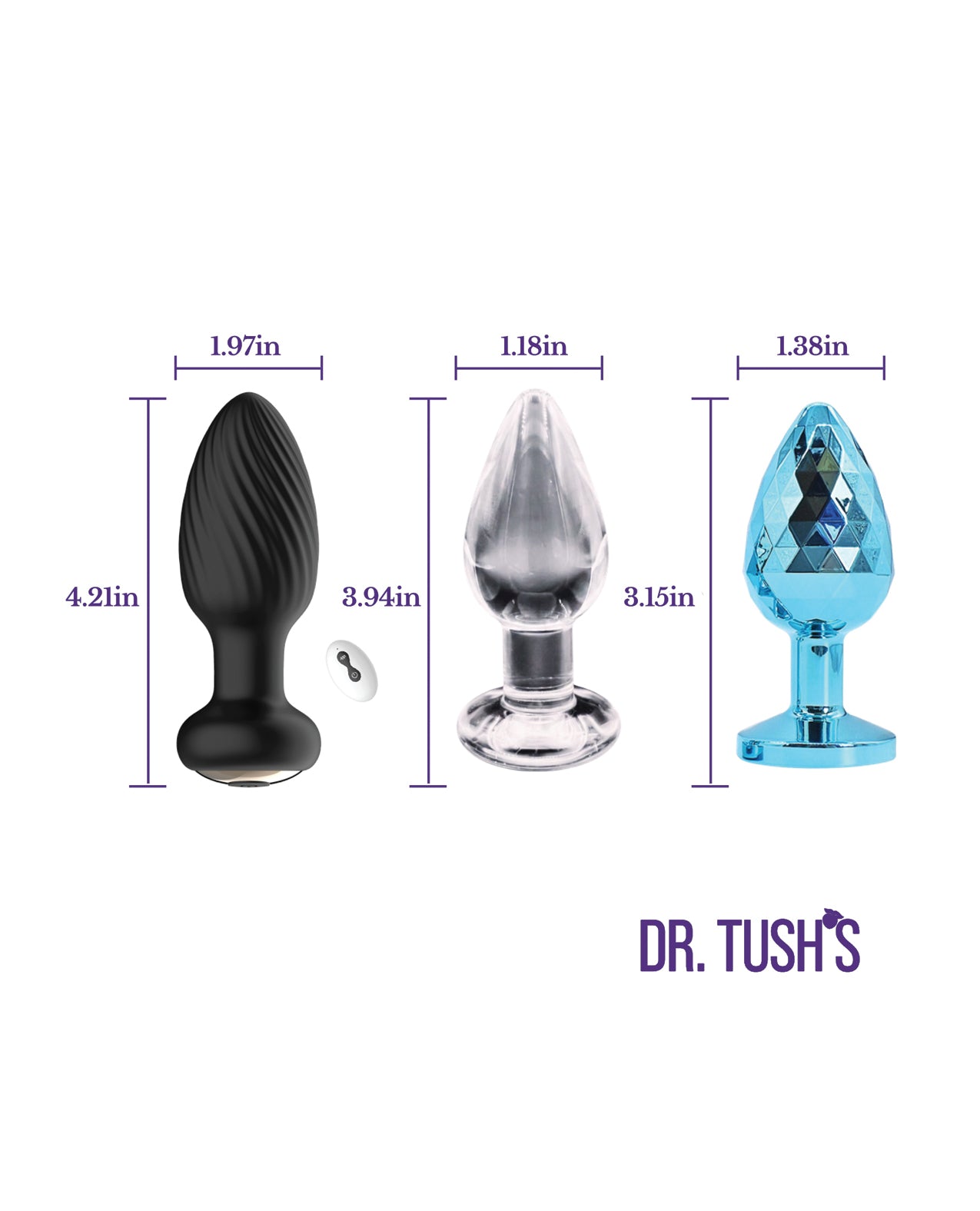 Dr. Tush's Venture Collection Medium Anal Plug Set - Glass, Metal, Silicone by Dr. Tush's