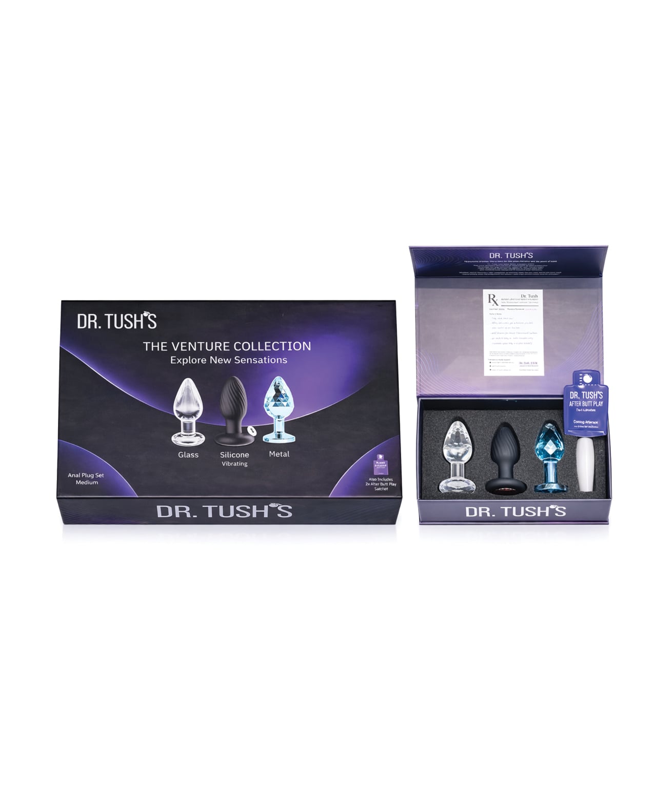 Dr. Tush's Venture Collection Medium Anal Plug Set - Glass, Metal, Silicone by Dr. Tush's