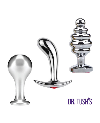 Dr. Tush's Tools of Temptation Small Anal Plug Set - Metal by Dr. Tush's