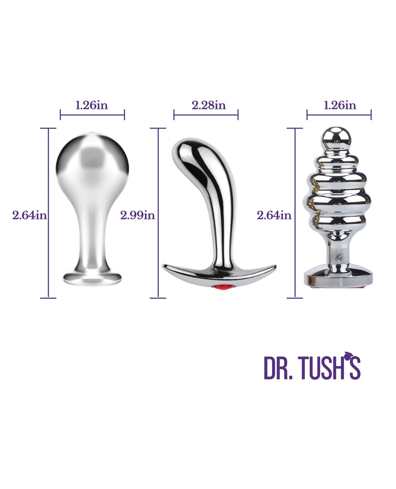 Dr. Tush's Tools of Temptation Small Anal Plug Set - Metal by Dr. Tush's