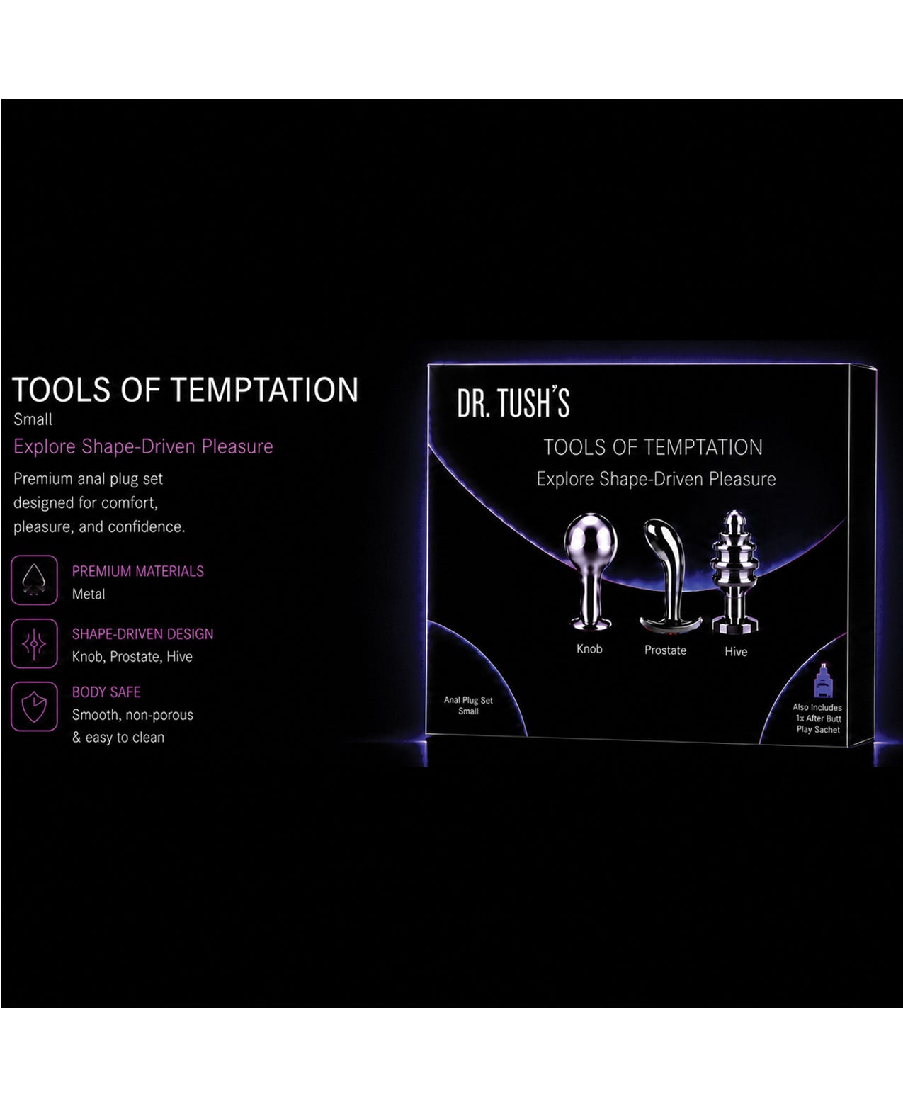 Dr. Tush's Tools of Temptation Small Anal Plug Set - Metal by Dr. Tush's