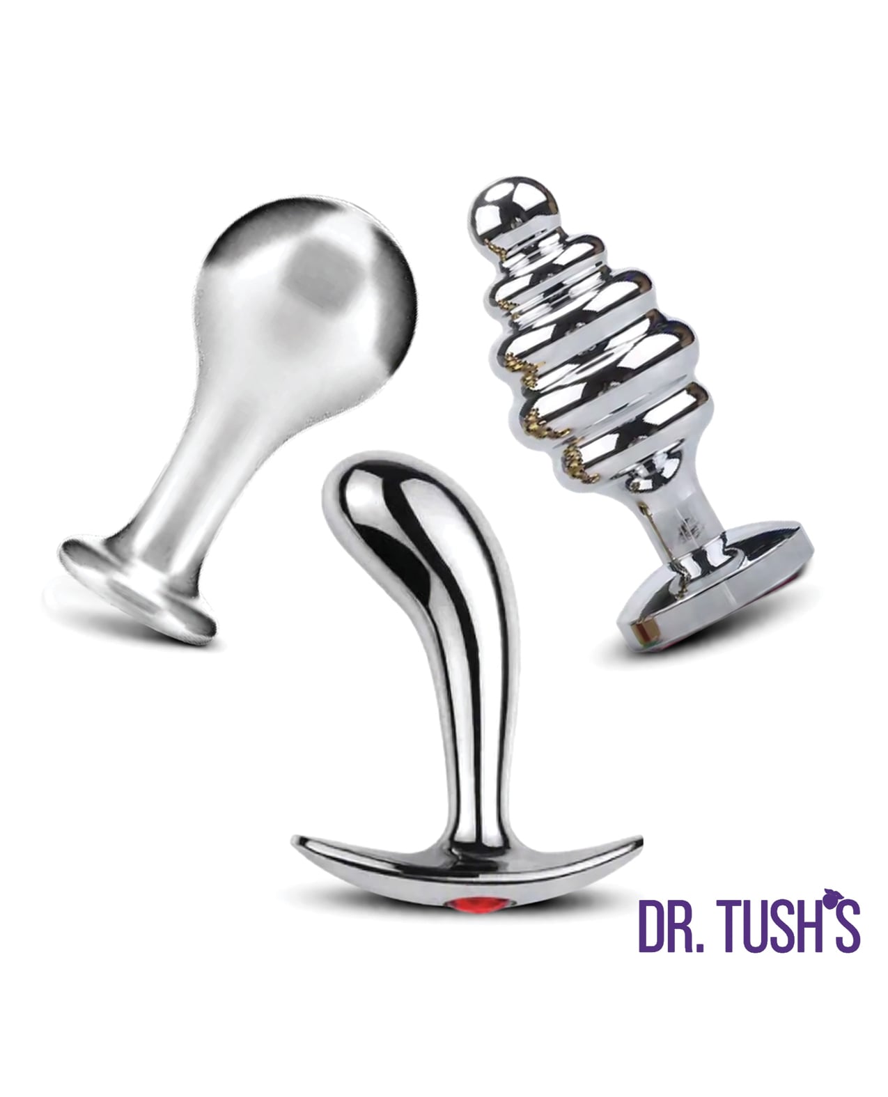 Dr. Tush's Tools of Temptation Medium Anal Plug Set - Metal by Dr. Tush's