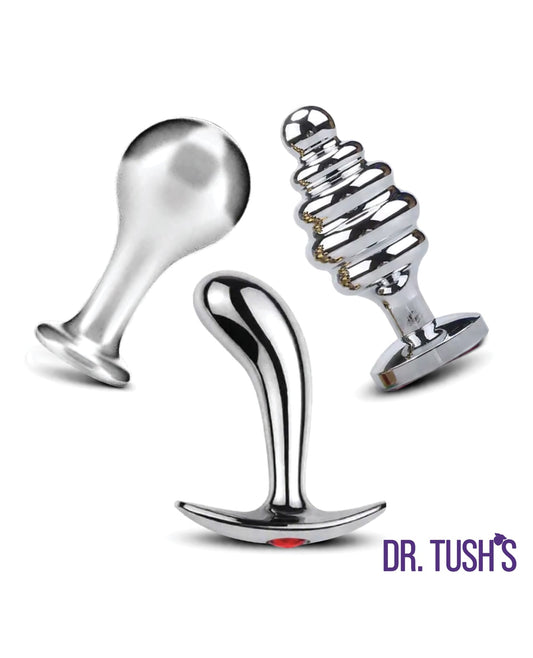 Dr. Tush's Tools of Temptation Medium Anal Plug Set - Metal by Dr. Tush's