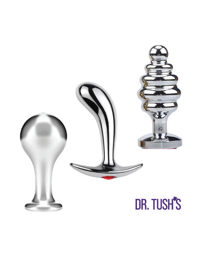 Dr. Tush's Tools of Temptation Medium Anal Plug Set - Metal by Dr. Tush's