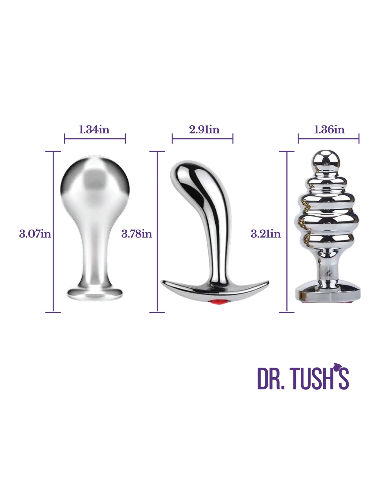 Dr. Tush's Tools of Temptation Medium Anal Plug Set - Metal by Dr. Tush's