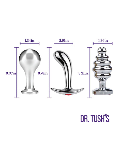 Dr. Tush's Tools of Temptation Medium Anal Plug Set - Metal by Dr. Tush's
