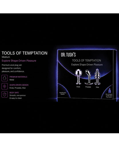 Dr. Tush's Tools of Temptation Medium Anal Plug Set - Metal by Dr. Tush's
