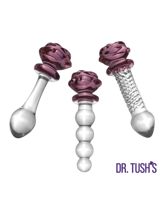 Dr. Tush's Sacred Glass Rose Collection Anal Plug Set - Glass by Dr. Tush's