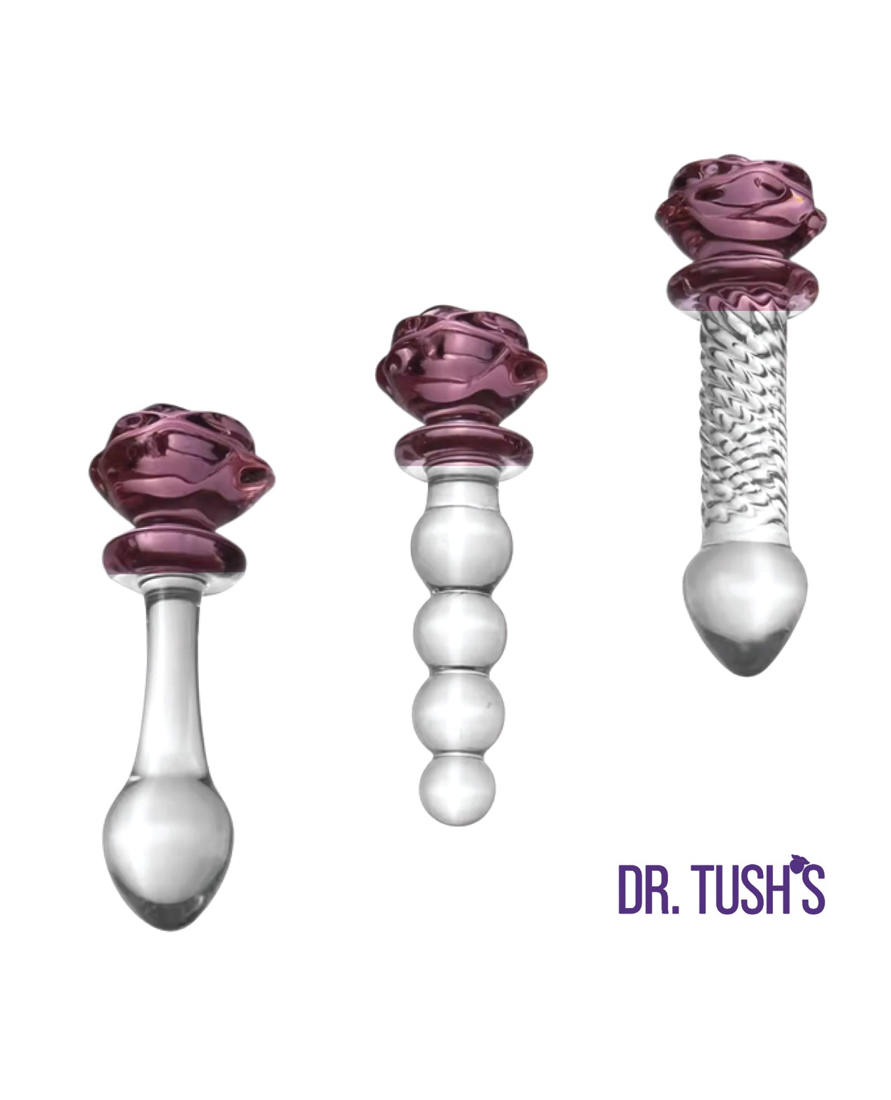 Dr. Tush's Sacred Glass Rose Collection Anal Plug Set - Glass by Dr. Tush's