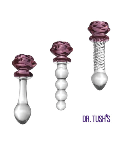 Dr. Tush's Sacred Glass Rose Collection Anal Plug Set - Glass by Dr. Tush's