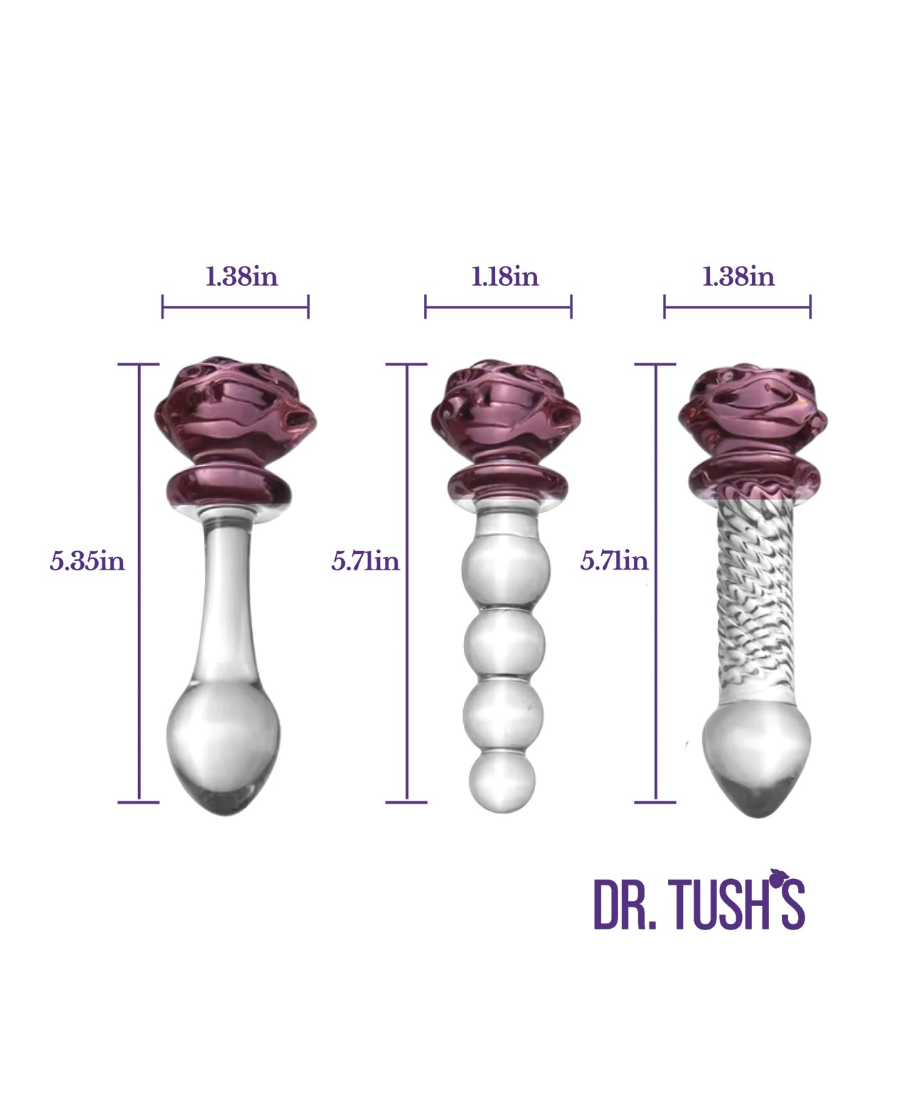Dr. Tush's Sacred Glass Rose Collection Anal Plug Set - Glass by Dr. Tush's