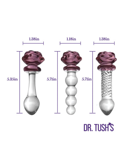 Dr. Tush's Sacred Glass Rose Collection Anal Plug Set - Glass by Dr. Tush's