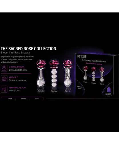 Dr. Tush's Sacred Glass Rose Collection Anal Plug Set - Glass by Dr. Tush's