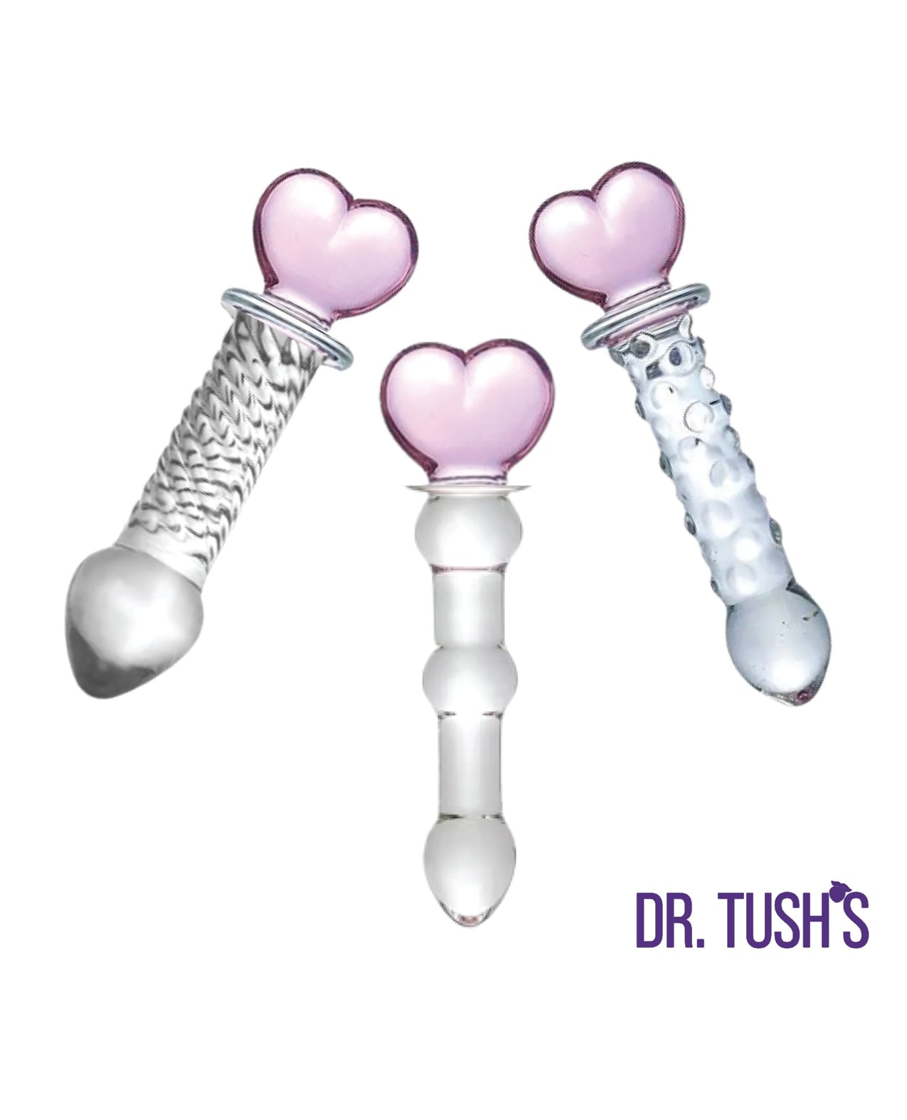Dr. Tush's Hearts of Pleasure Collection Anal Plug Set - Glass by Dr. Tush's