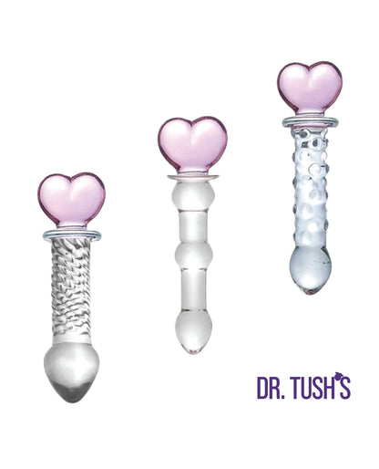 Dr. Tush's Hearts of Pleasure Collection Anal Plug Set - Glass by Dr. Tush's