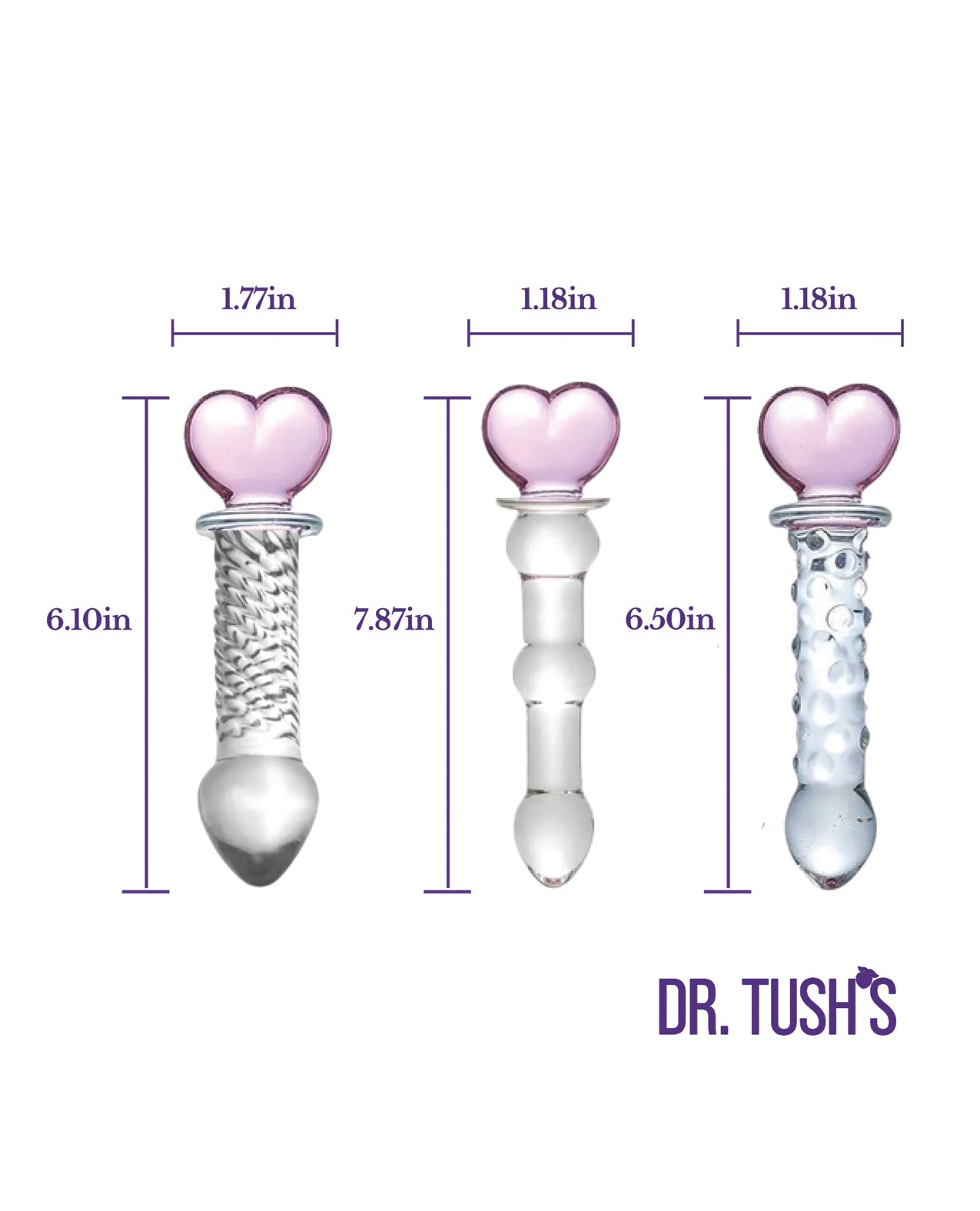 Dr. Tush's Hearts of Pleasure Collection Anal Plug Set - Glass by Dr. Tush's