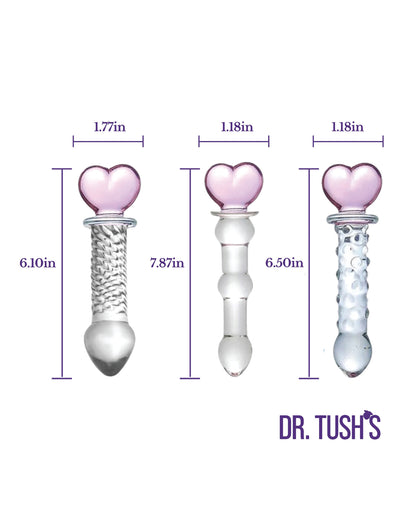 Dr. Tush's Hearts of Pleasure Collection Anal Plug Set - Glass by Dr. Tush's