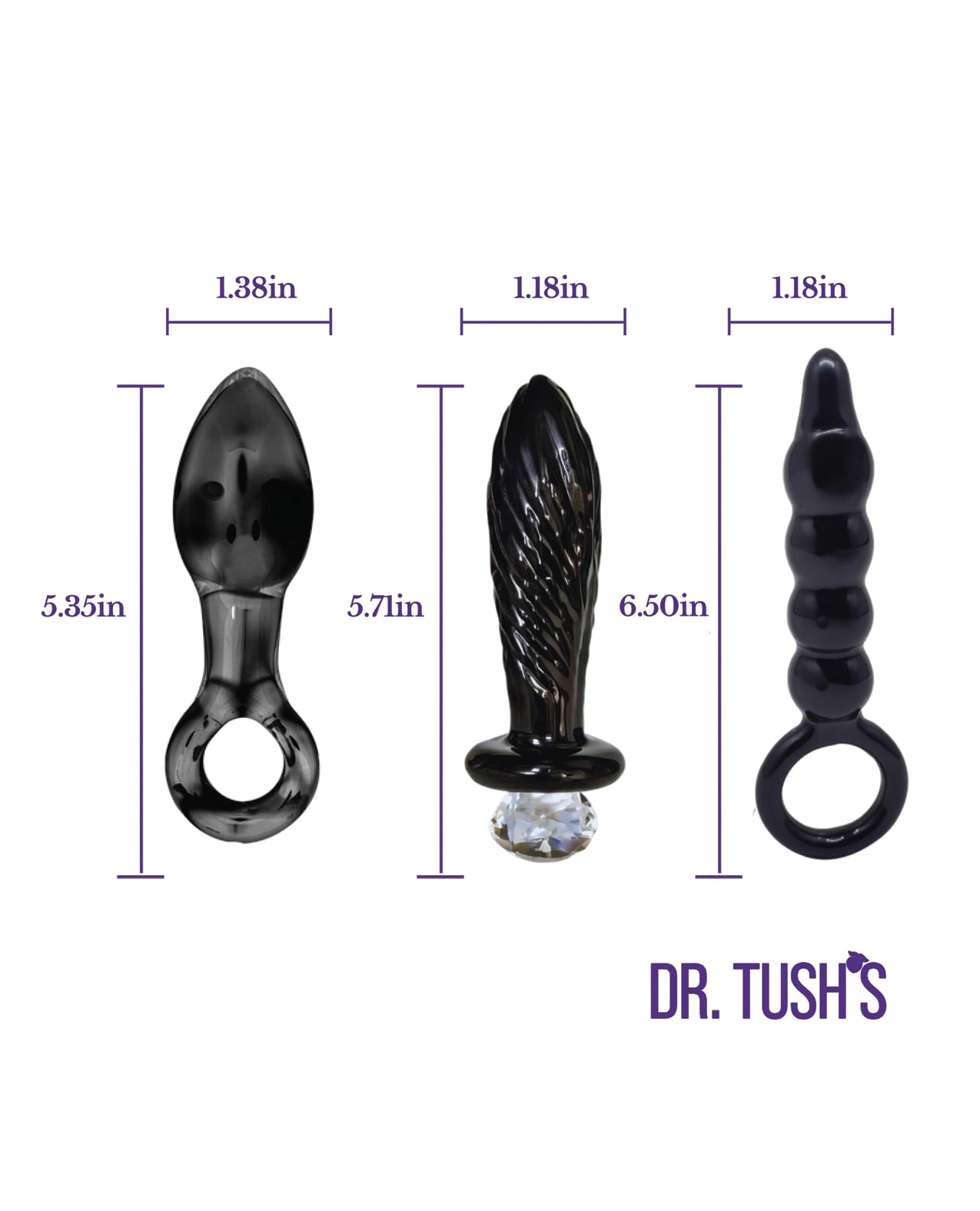 Dr. Tushs Dark Curiosity Collection Anal Plug Set - Glass by Dr. Tush's