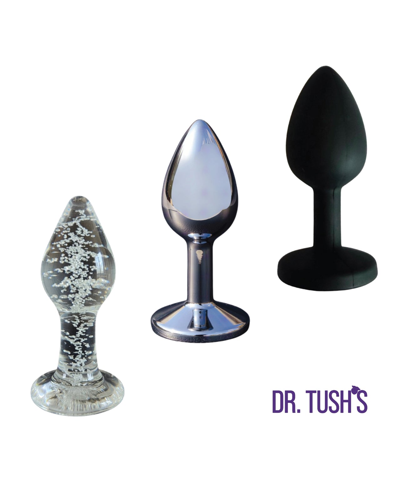 Dr. Tush's First Step Collection Anal Plug Set - Glass, Metal, Silicone by Dr. Tush's