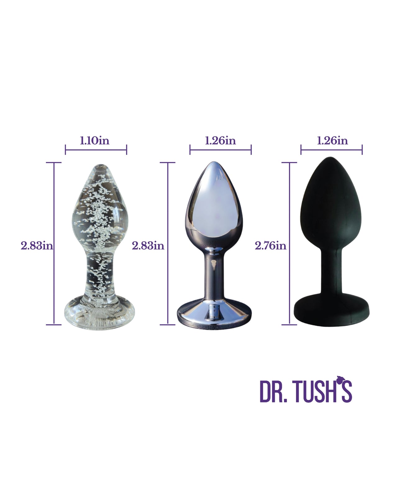 Dr. Tush's First Step Collection Anal Plug Set - Glass, Metal, Silicone by Dr. Tush's