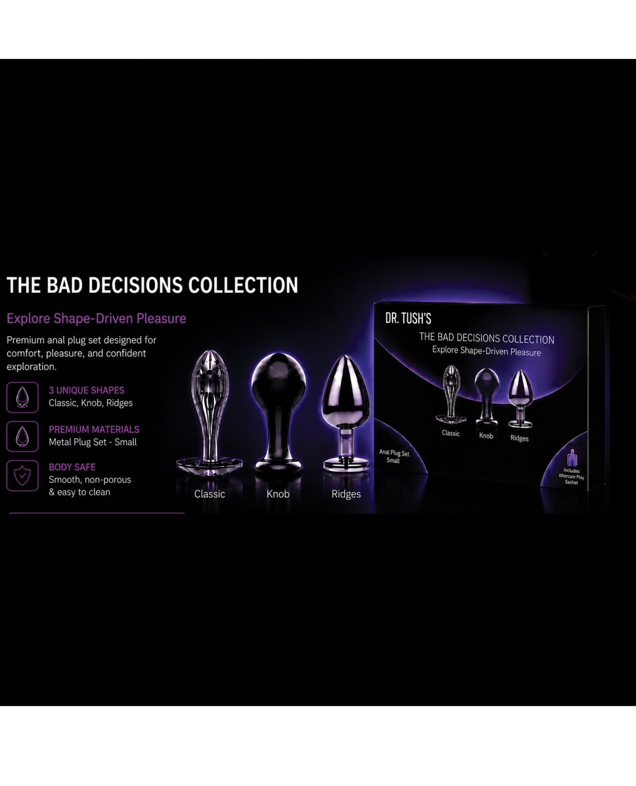 Dr. Tush's Bad Decisions Collection Anal Plug Set - Metal by Dr. Tush's