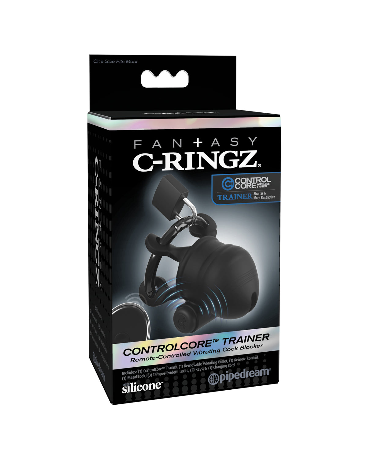 Fantasy C-Ringz Control Core Trainer Remote Controlled Vibrating Cock Blocker - Black by Fantasy C-Ringz