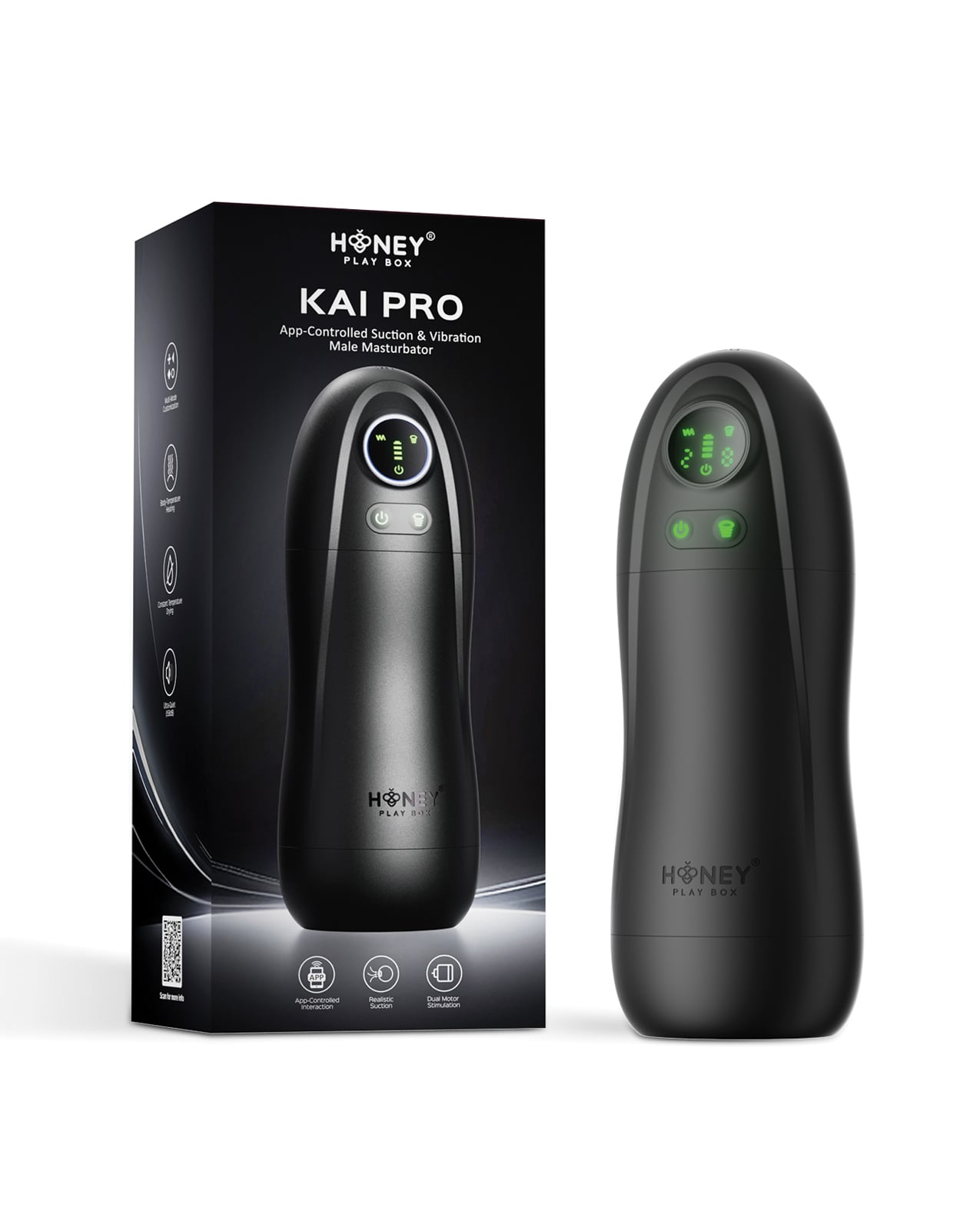 Kai Pro App-Controlled Sucking & Vibrating Male Masturbator by Honey Play Box