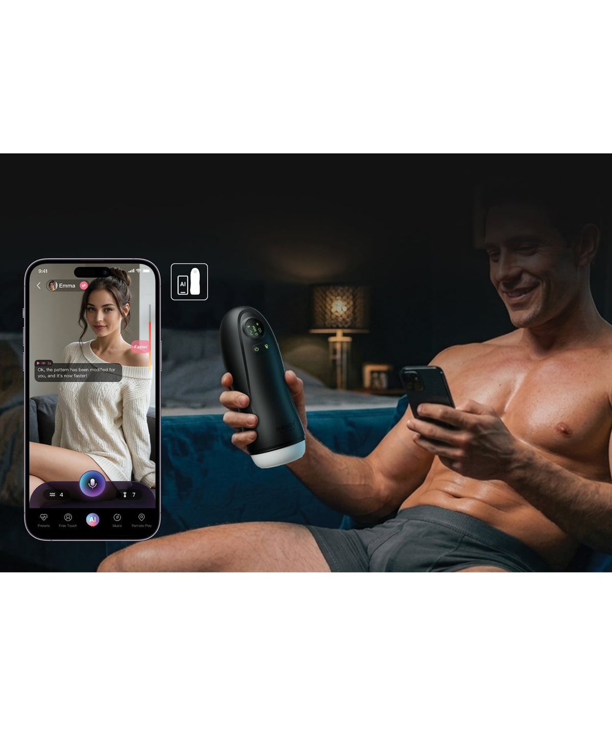 Kai Pro App-Controlled Sucking & Vibrating Male Masturbator by Honey Play Box