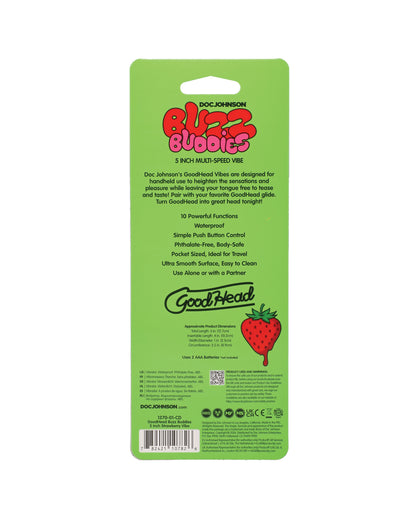GoodHead Buzz Buddies 5" Multi-Speed Vibe - Strawberries by GoodHead