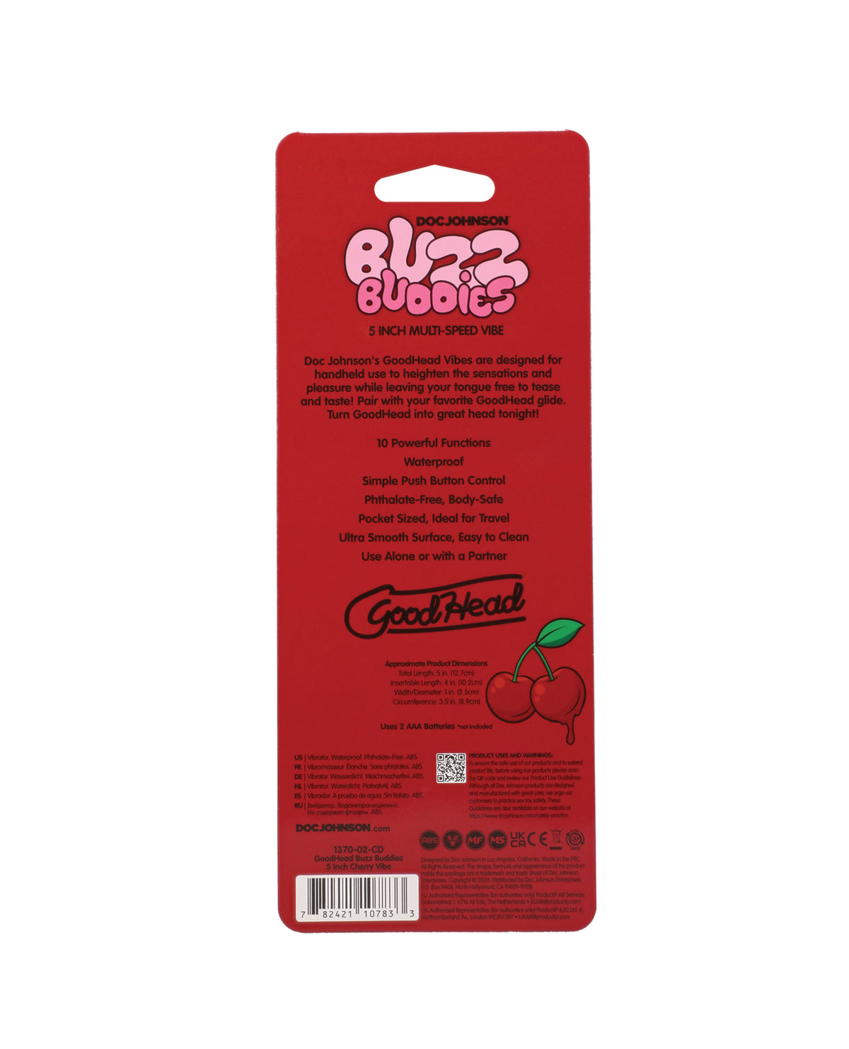 GoodHead Buzz Buddies 5" Multi-Speed Vibe - Cherries by GoodHead