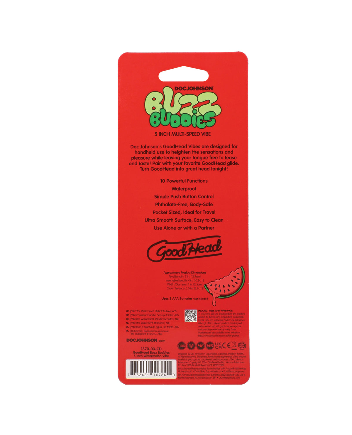 GoodHead Buzz Buddies 5" Multi-Speed Vibe - Watermelon by GoodHead