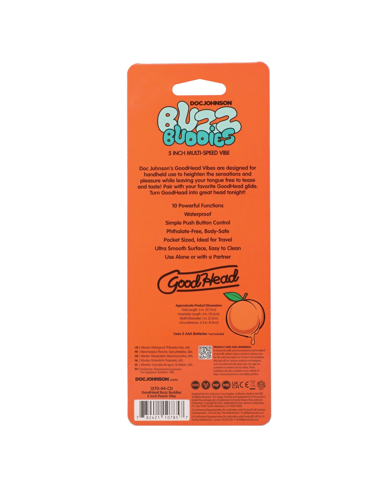 GoodHead Buzz Buddies 5" Multi-Speed Vibe - Peaches by GoodHead