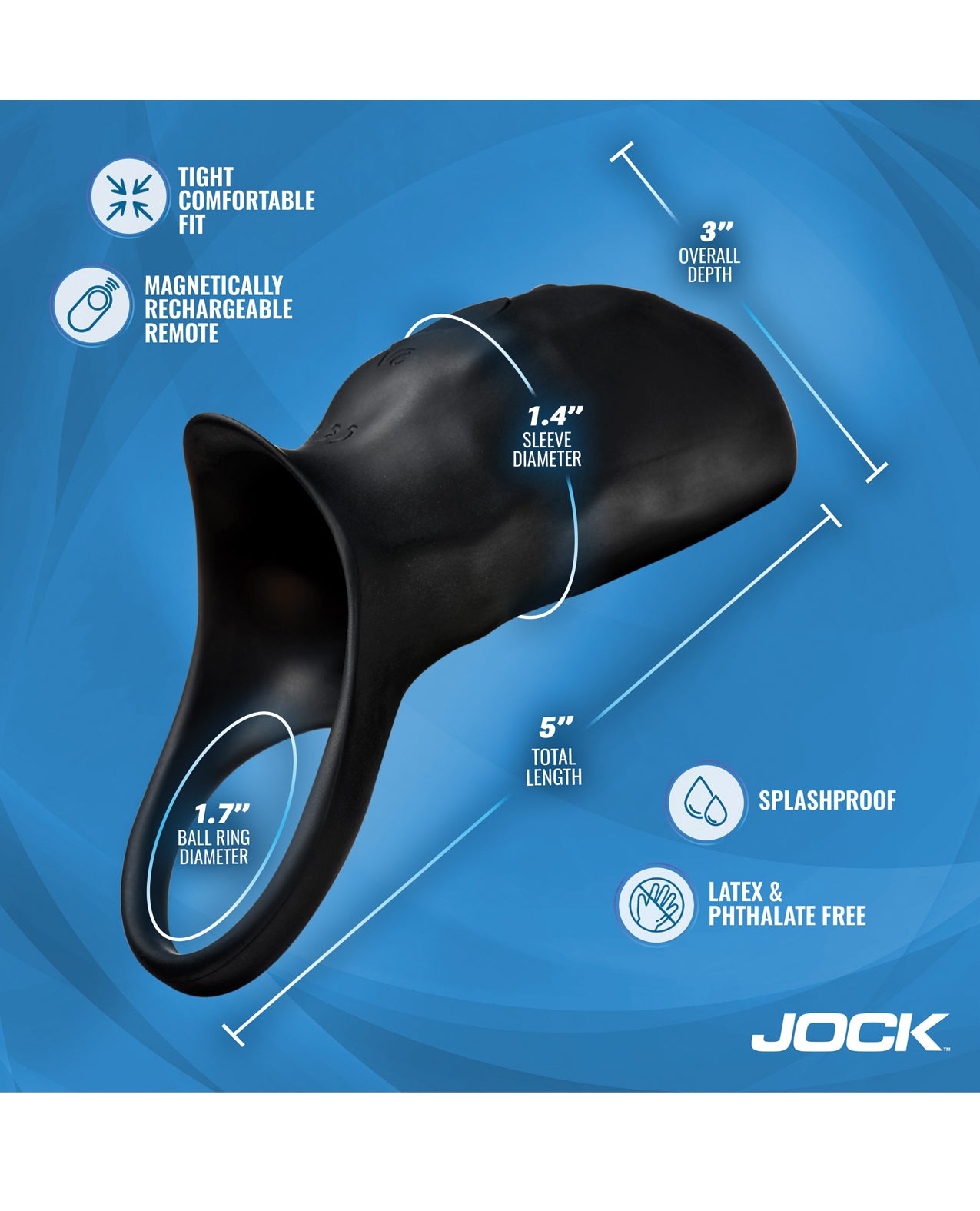 Curve Toys Jock Enhancers Surge Vibrating Penis Sleeve C-Ring w/Remote by Jock