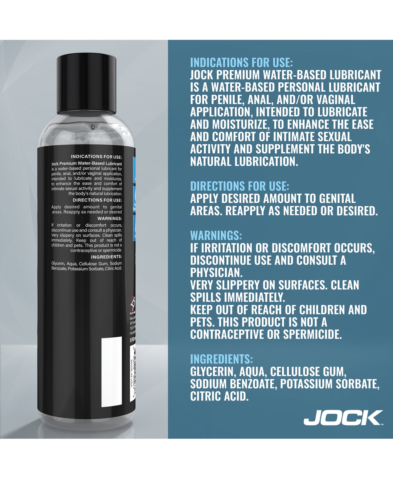 Curve Toys Jock Premium Water Based Lubricant - 8 oz by Jock