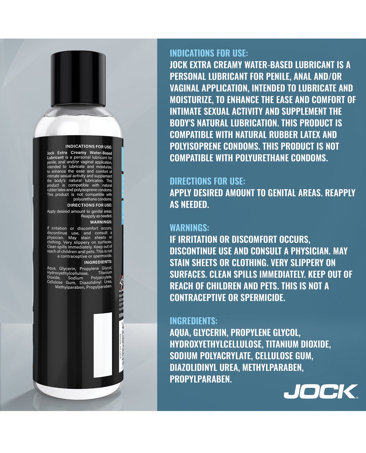 Curve Toys Jock Extra Creamy Water Based Lubricant - 8 oz by Jock