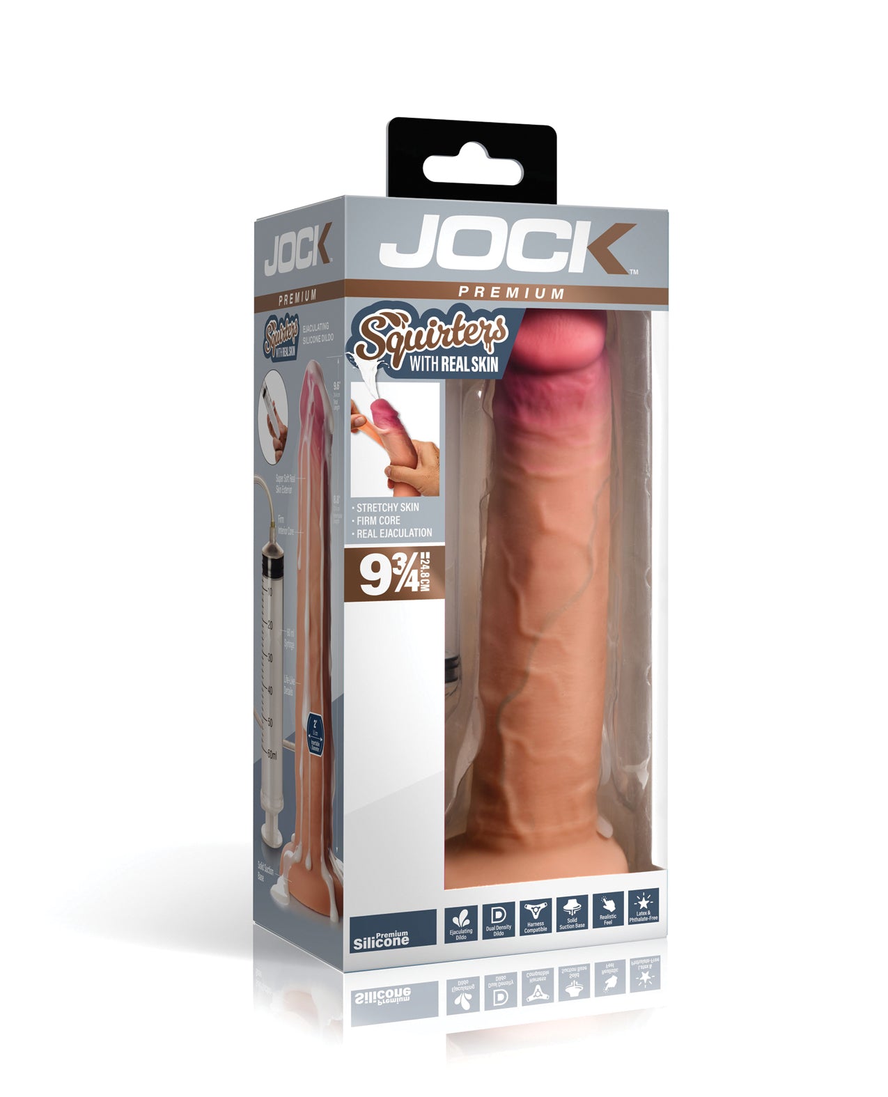 Curve Toys Jock Real Skin 9.5" Ejaculating Silicone Dildo by Jock