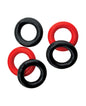 Hunky Junk Jacker 5 Pack Cockrings - Red/Black by Hunky Junk