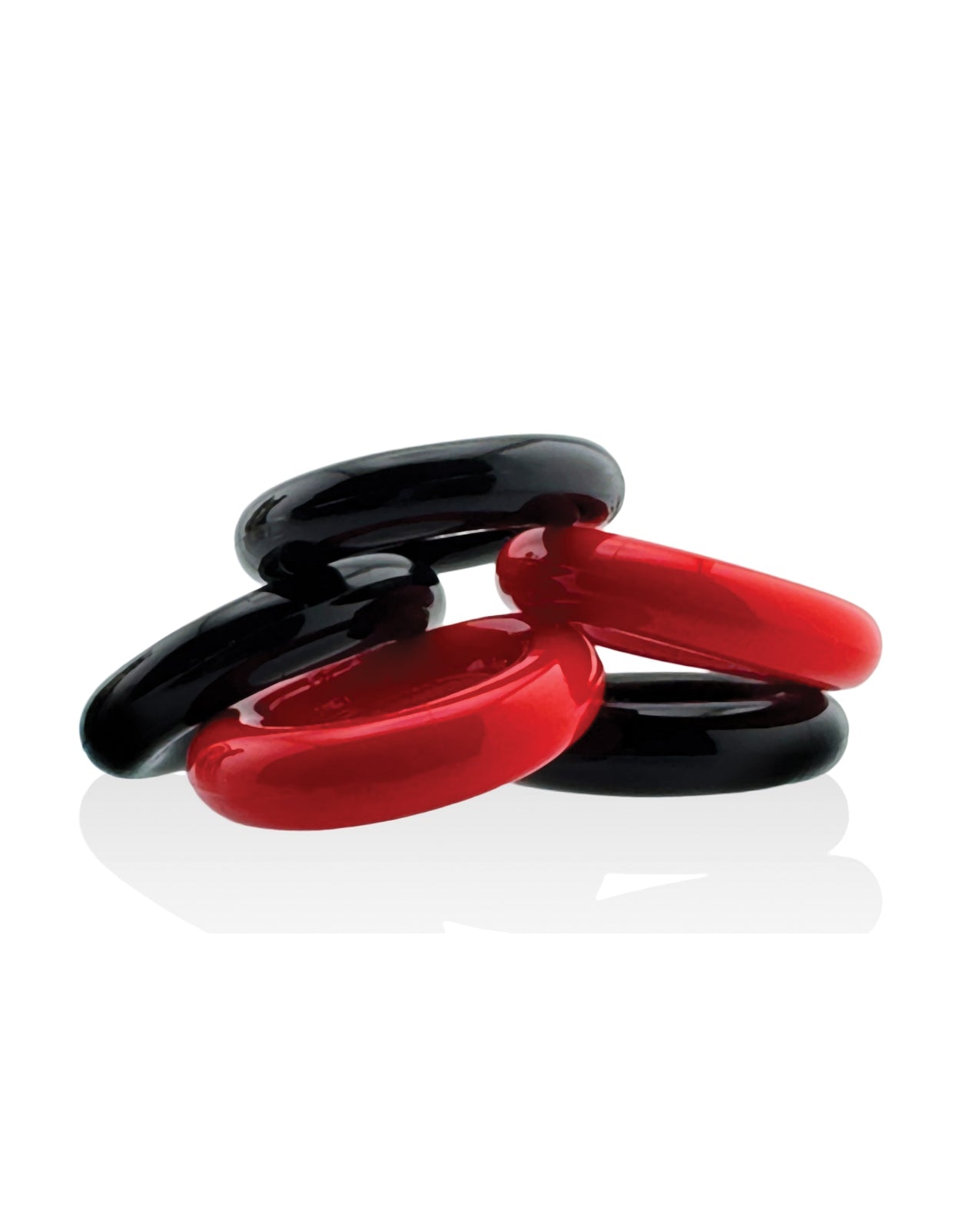 Hunky Junk Jacker 5 Pack Cockrings - Red/Black by Hunky Junk