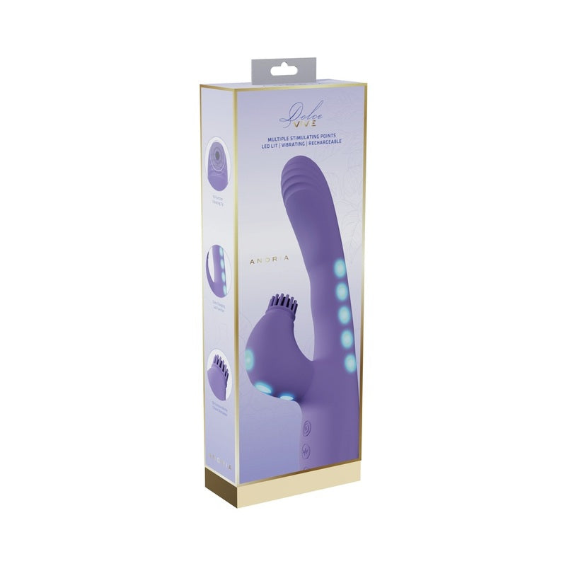 VIVE Andria LED G-Spot Vibrating and Tap Clit Stimulator Lavender by Shots America LLC