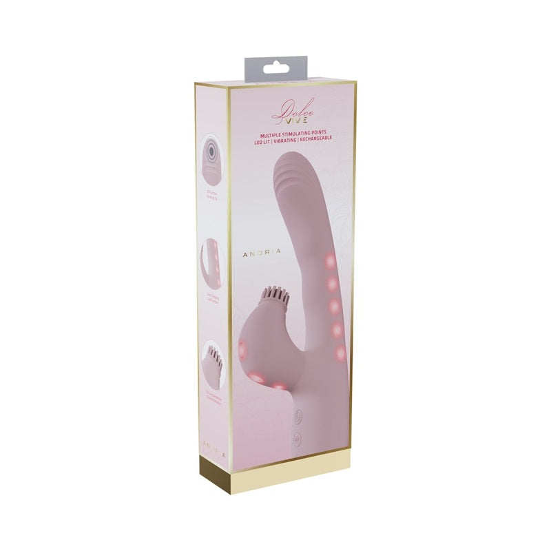 VIVE Andria LED G-Spot Vibrating and Tap Clit Stimulator Pink by Shots America LLC