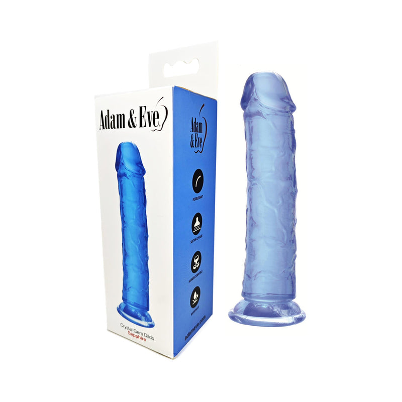 Adam & Eve Crystal Gem 7 in. Dildo Sapphire by PHE/Adam and Eve