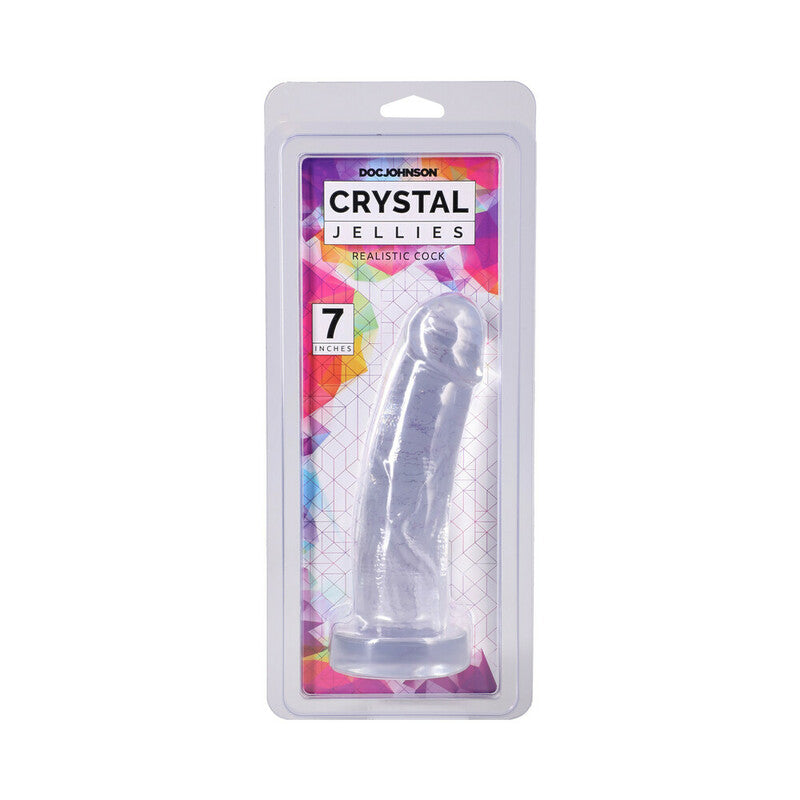 Crystal Jellies Realistic Cock 7 in. Clear by Doc Johnson