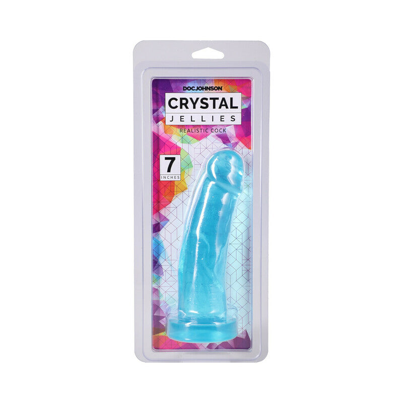 Crystal Jellies Realistic Cock 7 in. Teal by Doc Johnson